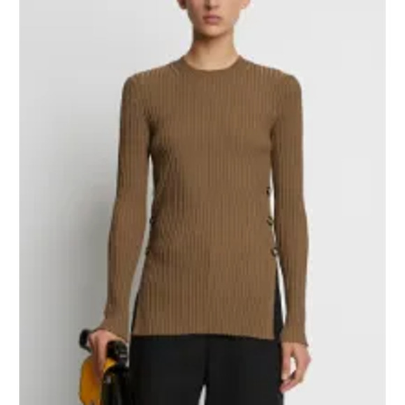 Proenza Schouler Brown Viscose Rib Knit Long Sleeve Sweater Size M